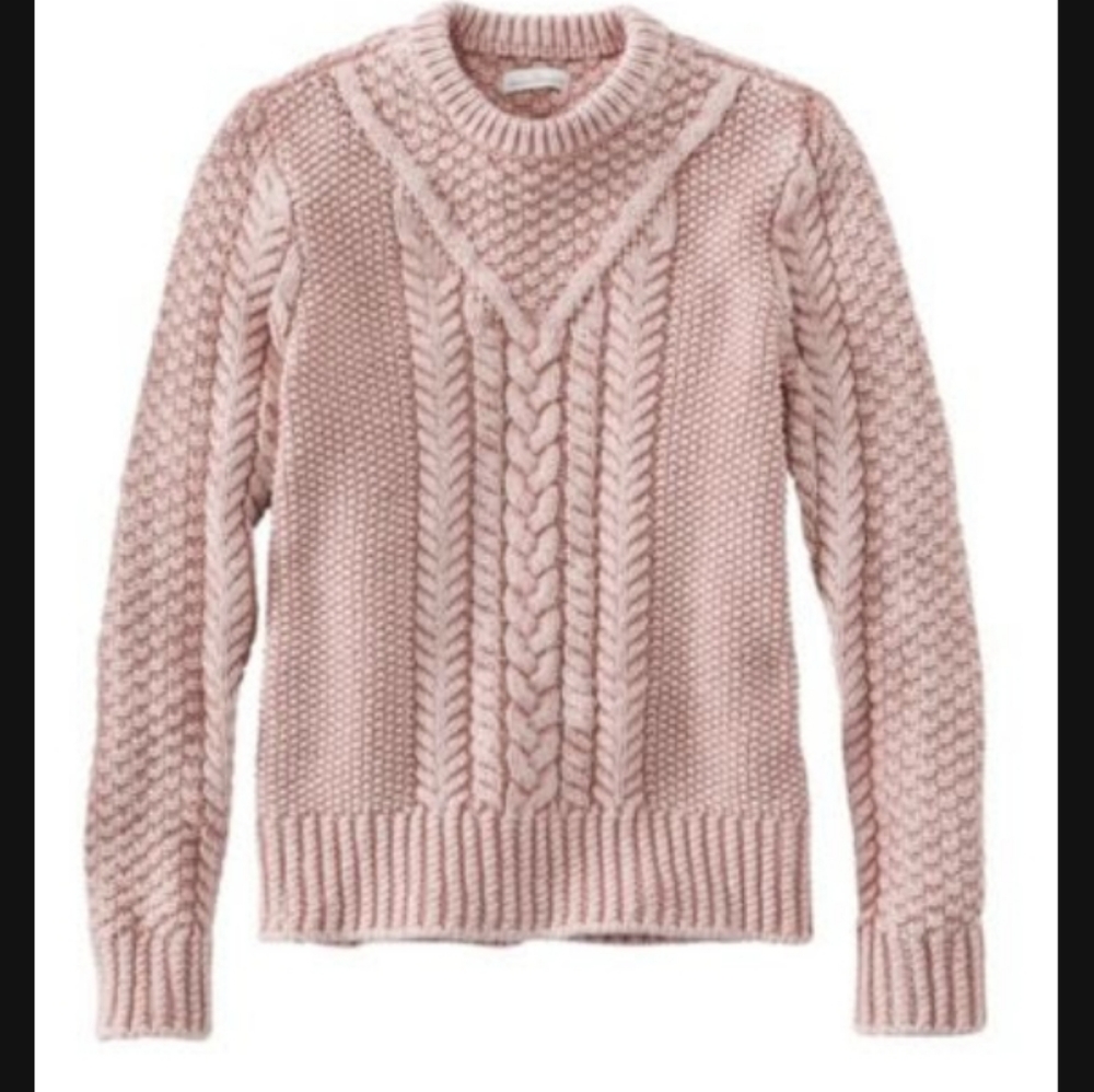 L.L. Bean Signature Cotton Fisherman Washed Pullover Sweater Tawny Rose Medium